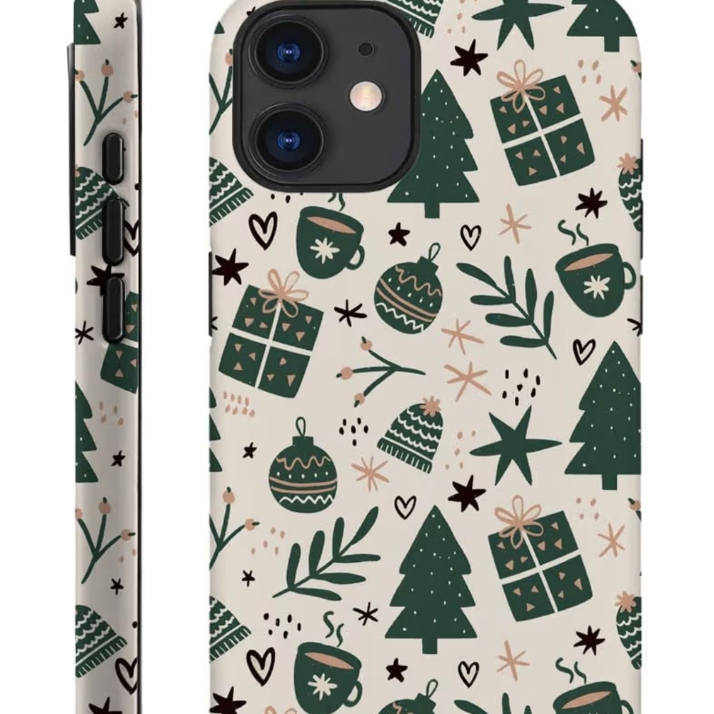 Festive Green and Cream Phone Case